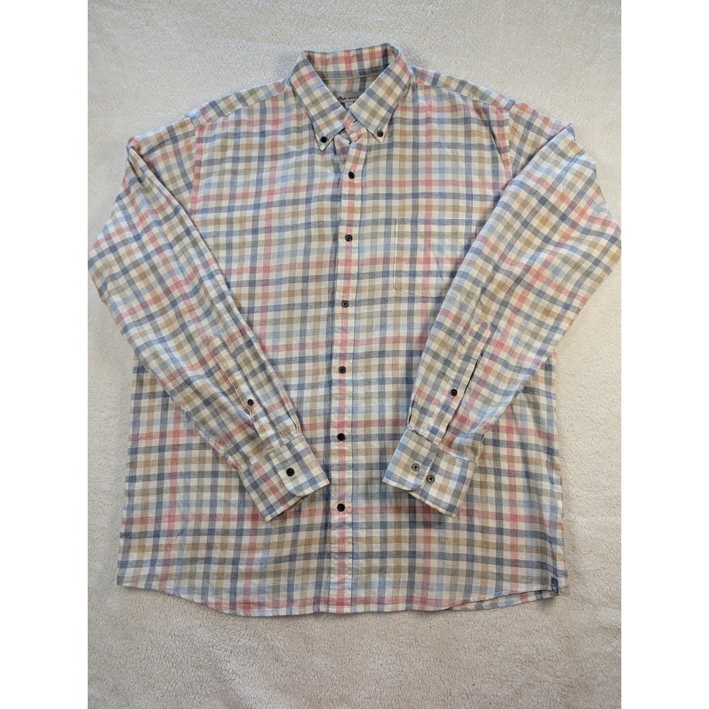 Peter Millar Mens Plaid Button Down Shirt L Multi Color Cotton Long Slv Preppy